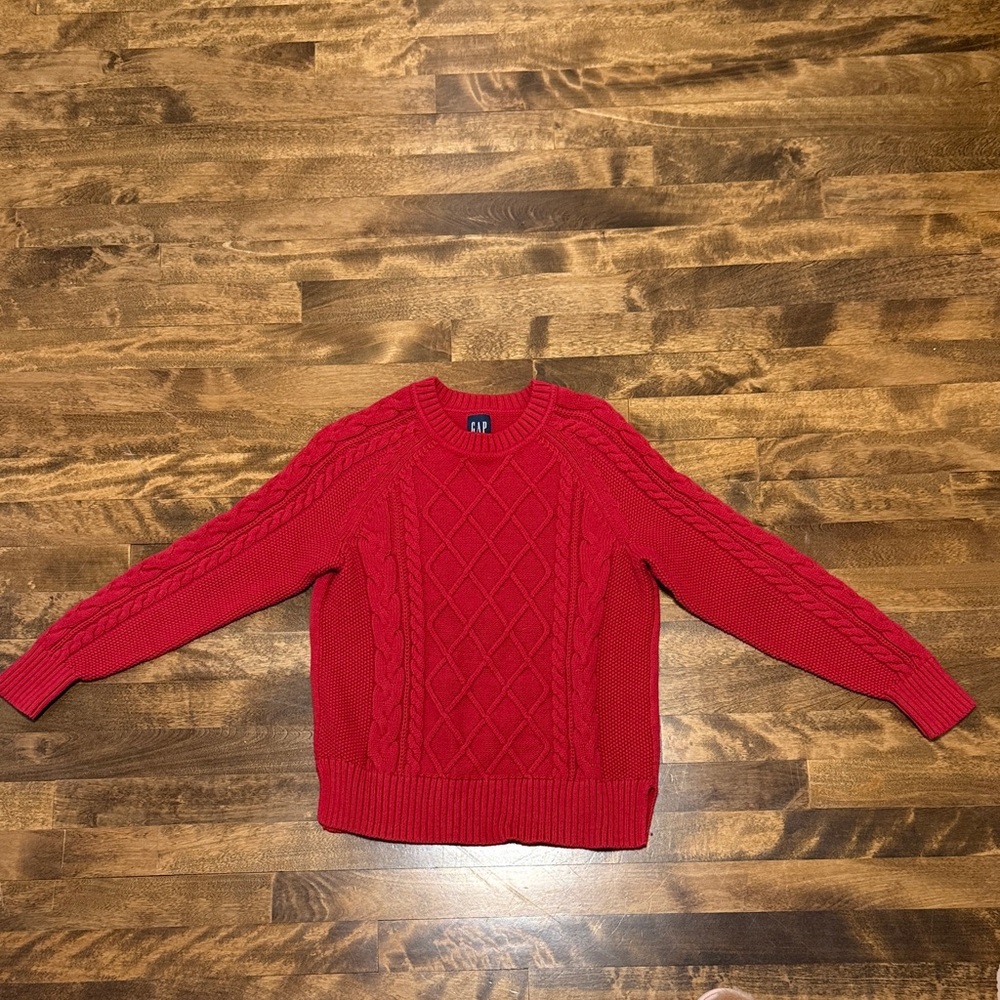 GAP Vibrant Red Cable Knit Pullover